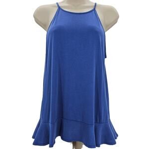 Loft Womans size XS High Neck Peplum Tank Top Super Soft Modal Blend Blue NEW